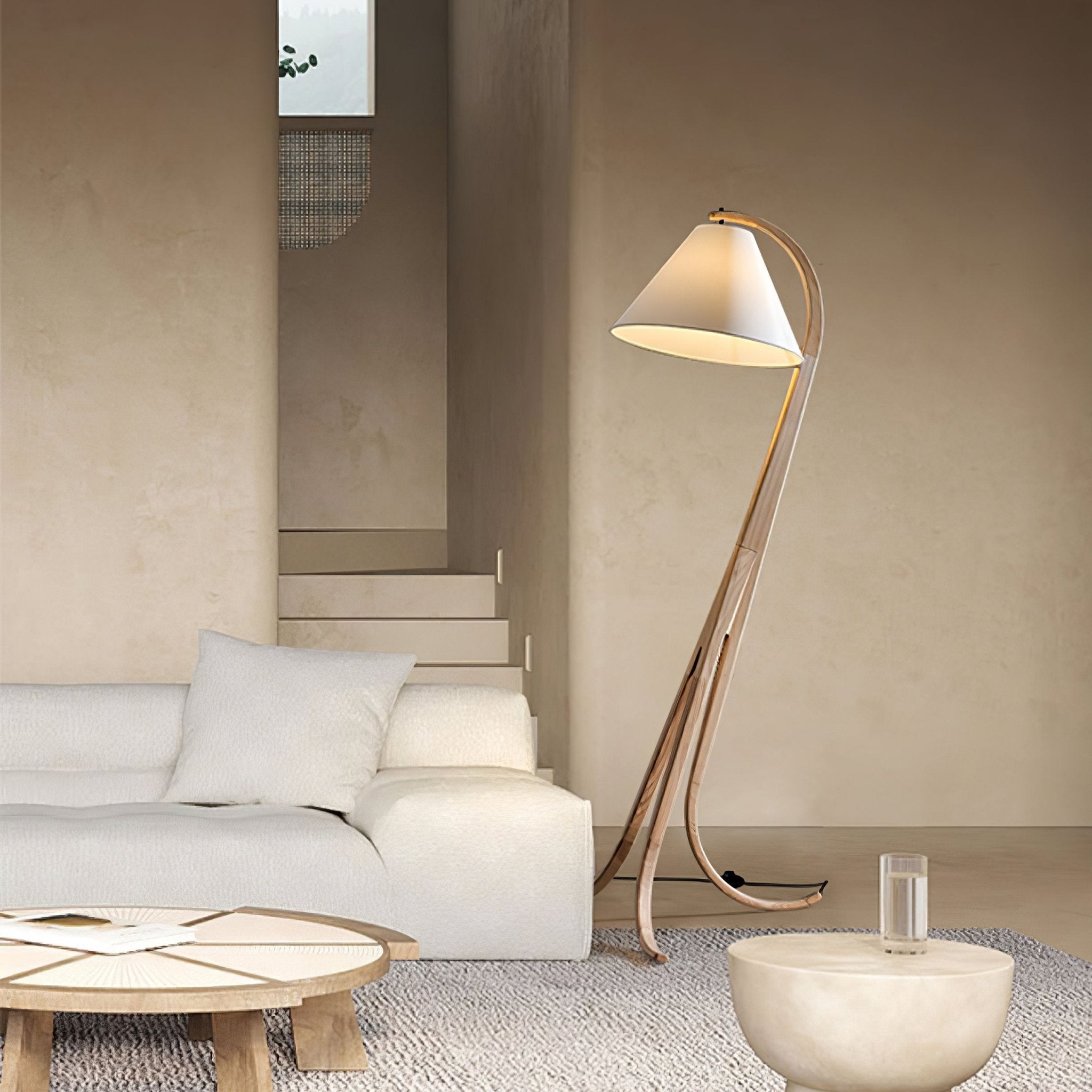 Orellis Curved Wood Floor Lamp