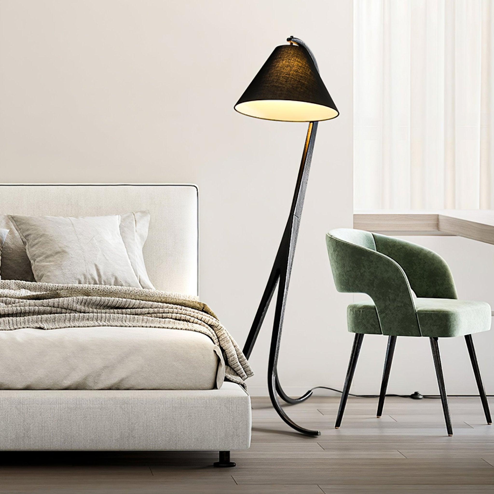 Orellis Curved Wood Floor Lamp