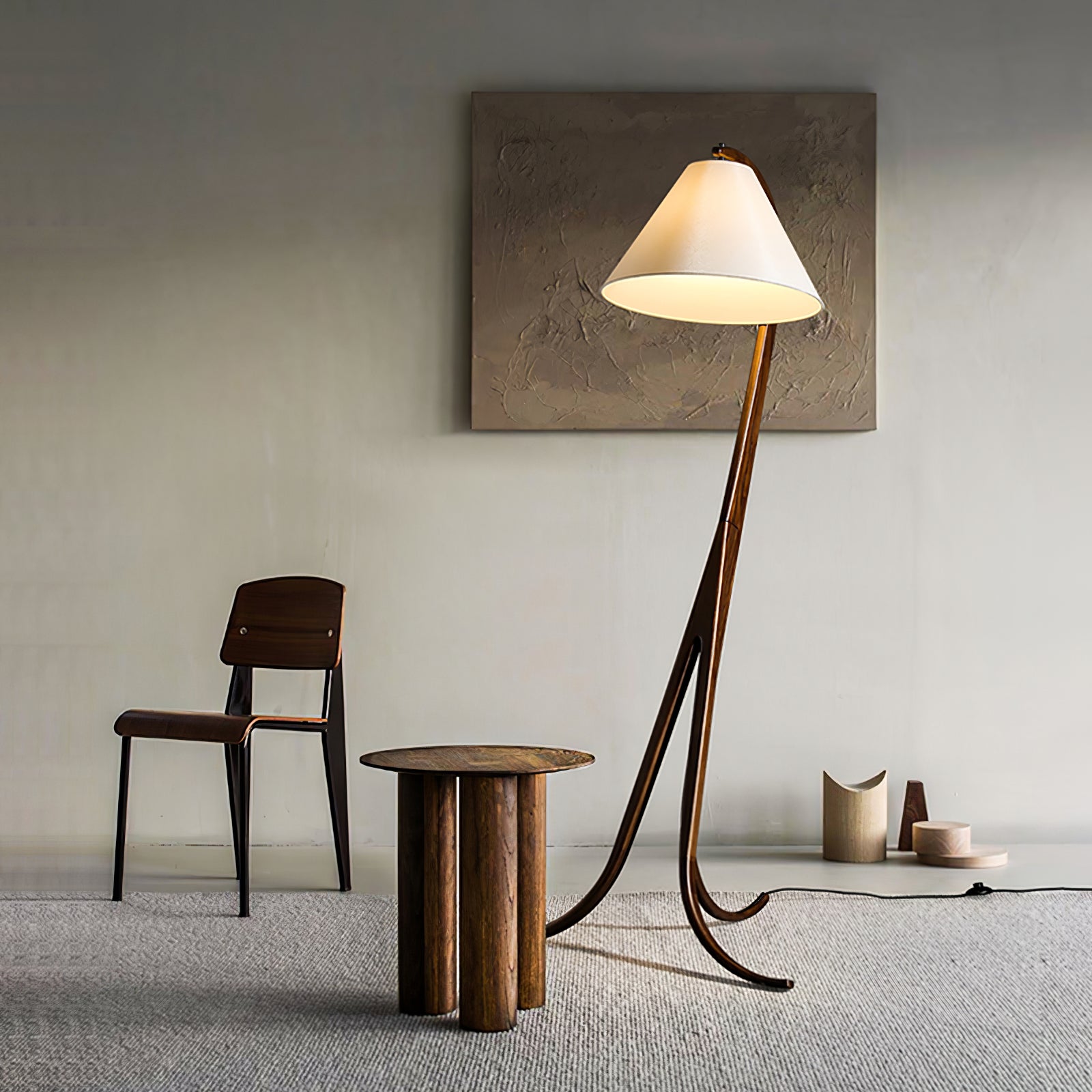 Orellis Curved Wood Floor Lamp