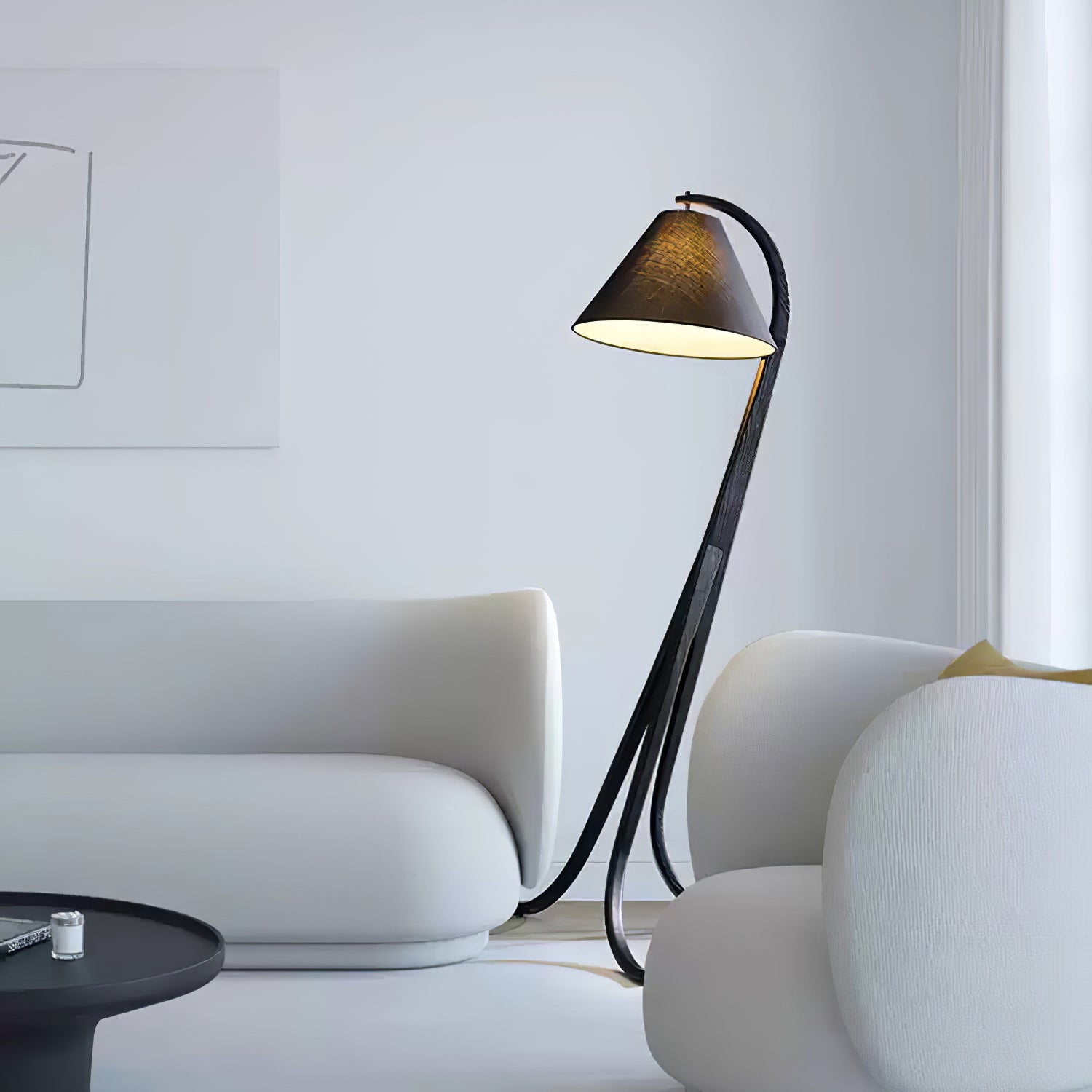 Orellis Curved Wood Floor Lamp