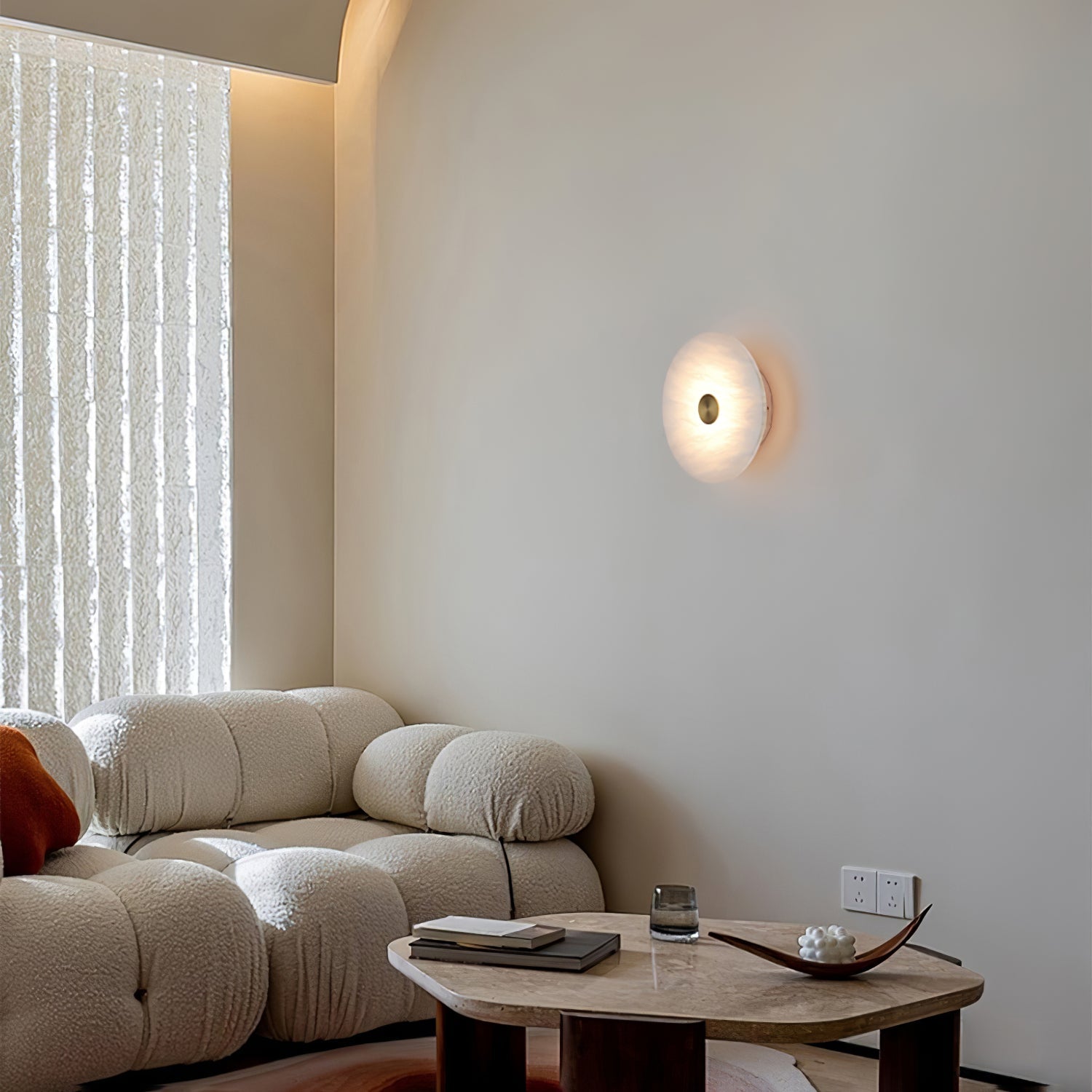 Orlena Alabaster Disc Wall Light