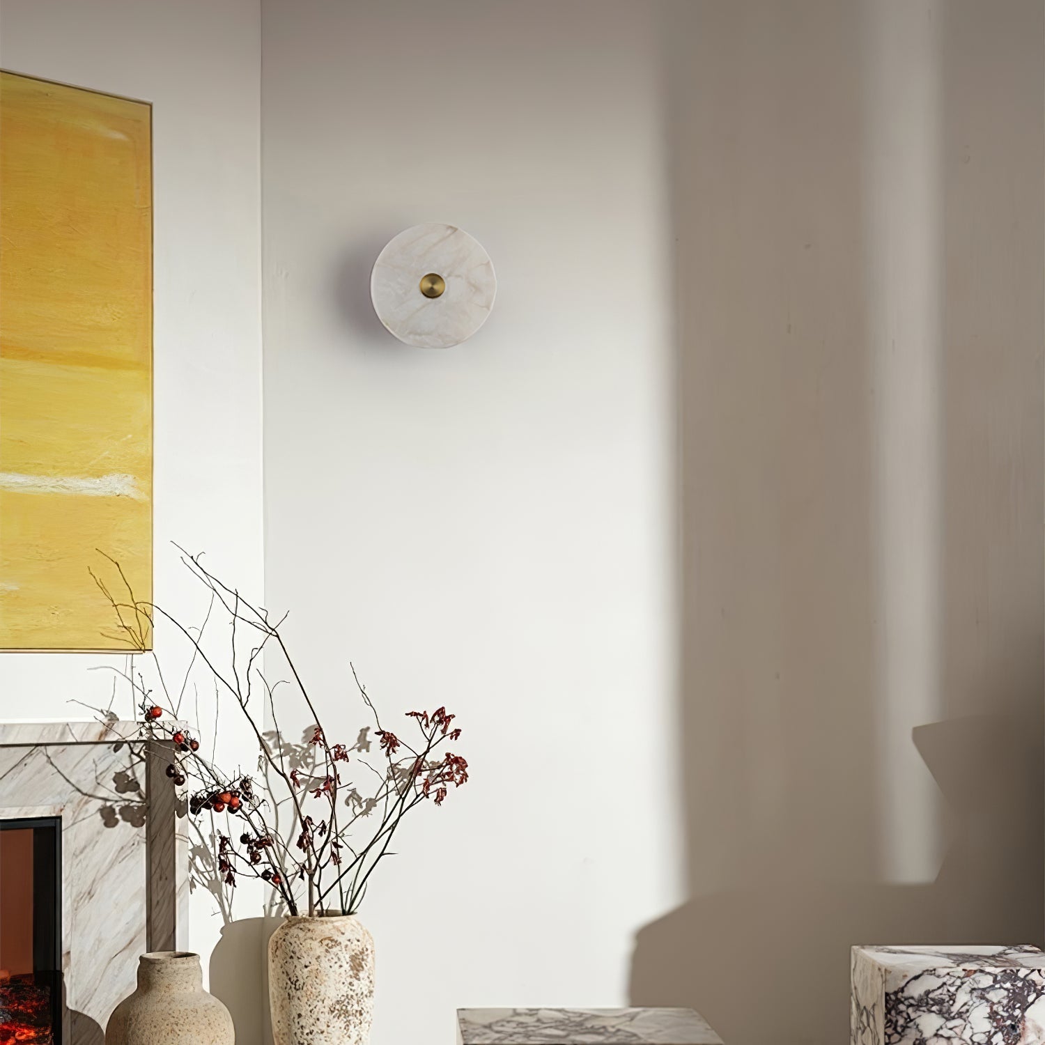 Orlena Alabaster Disc Wall Light