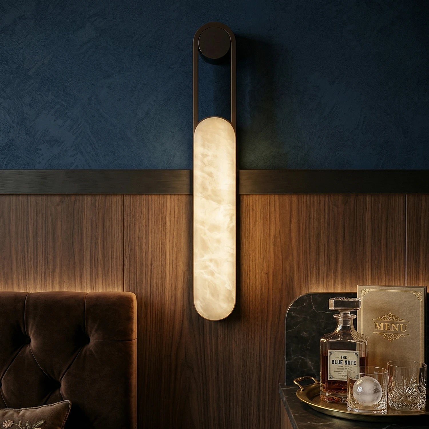 Orven Ring Handle Alabaster Wall Light