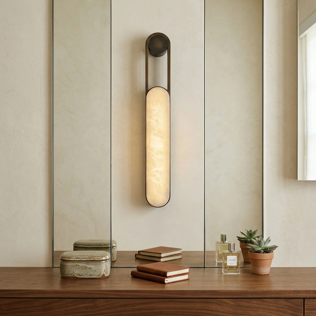 Orven Ring Handle Alabaster Wall Light