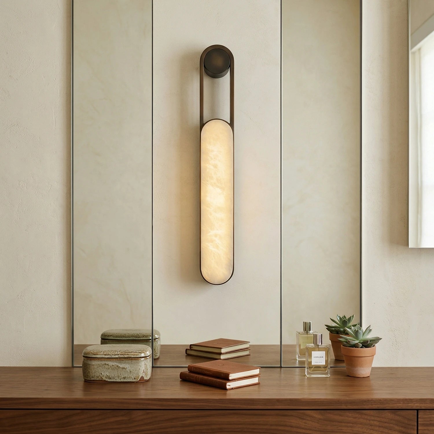 Orven Ring Handle Alabaster Wall Light