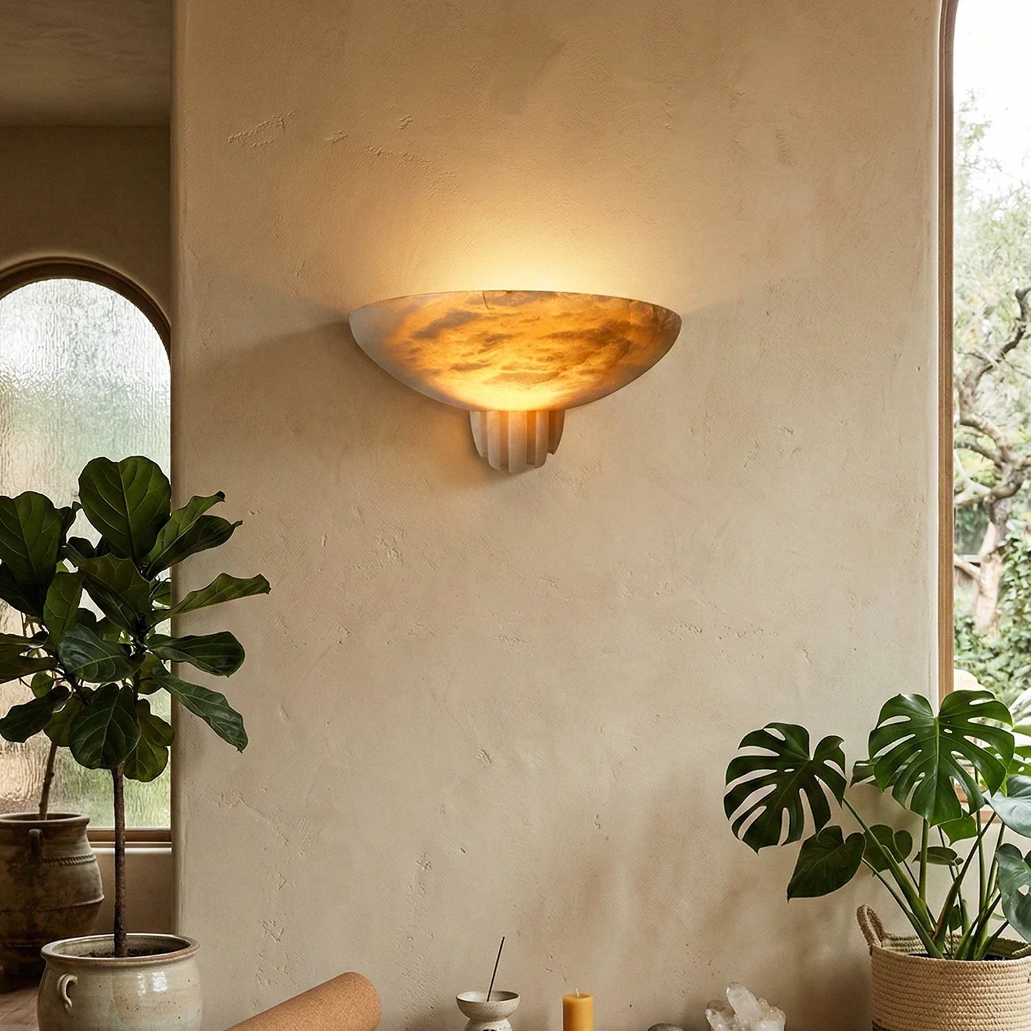 Rare Alabaster Wall Sconce