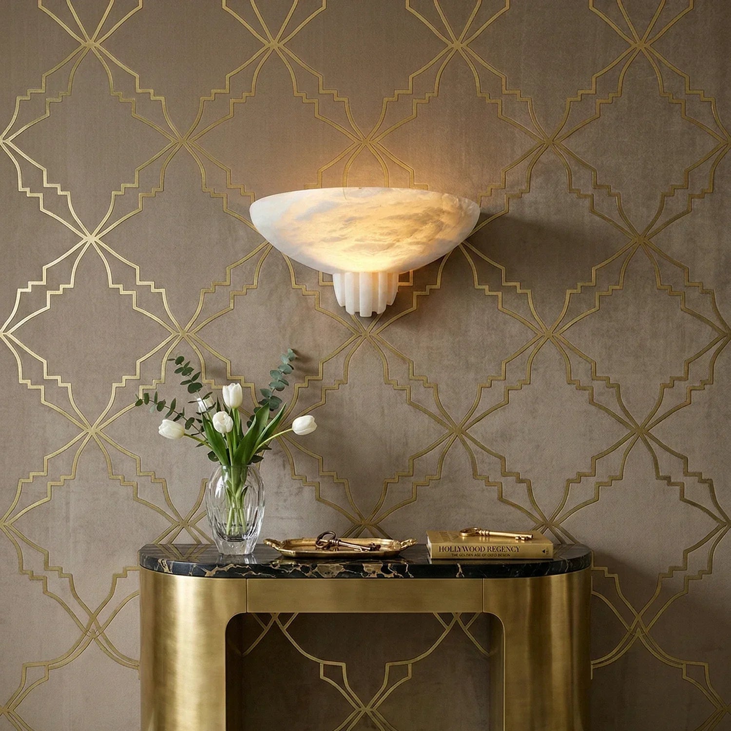 Rare Alabaster Wall Sconce