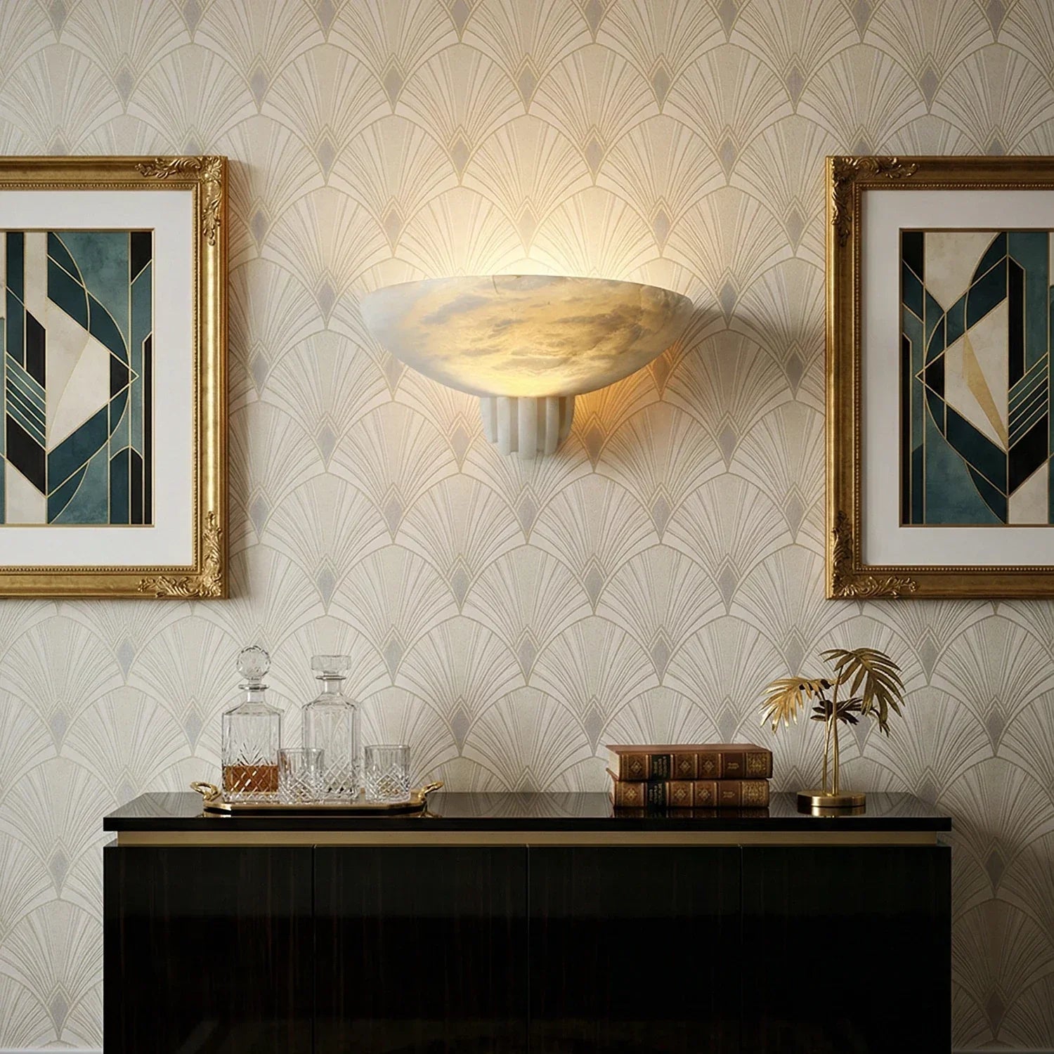 Rare Alabaster Wall Sconce
