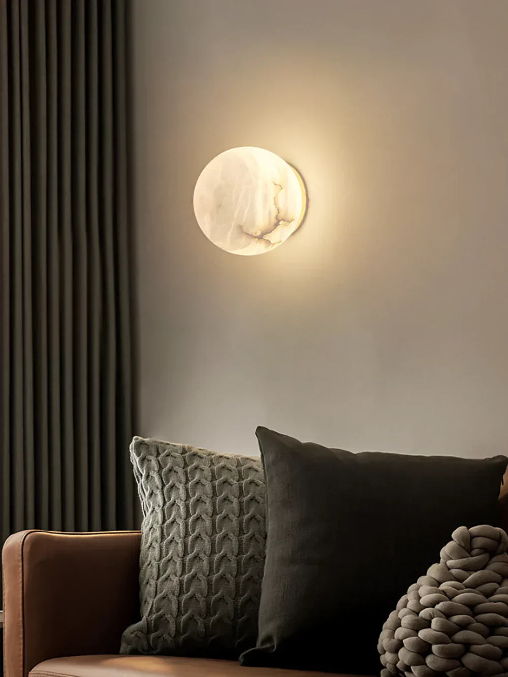 Round Alabaster Wall Sconce