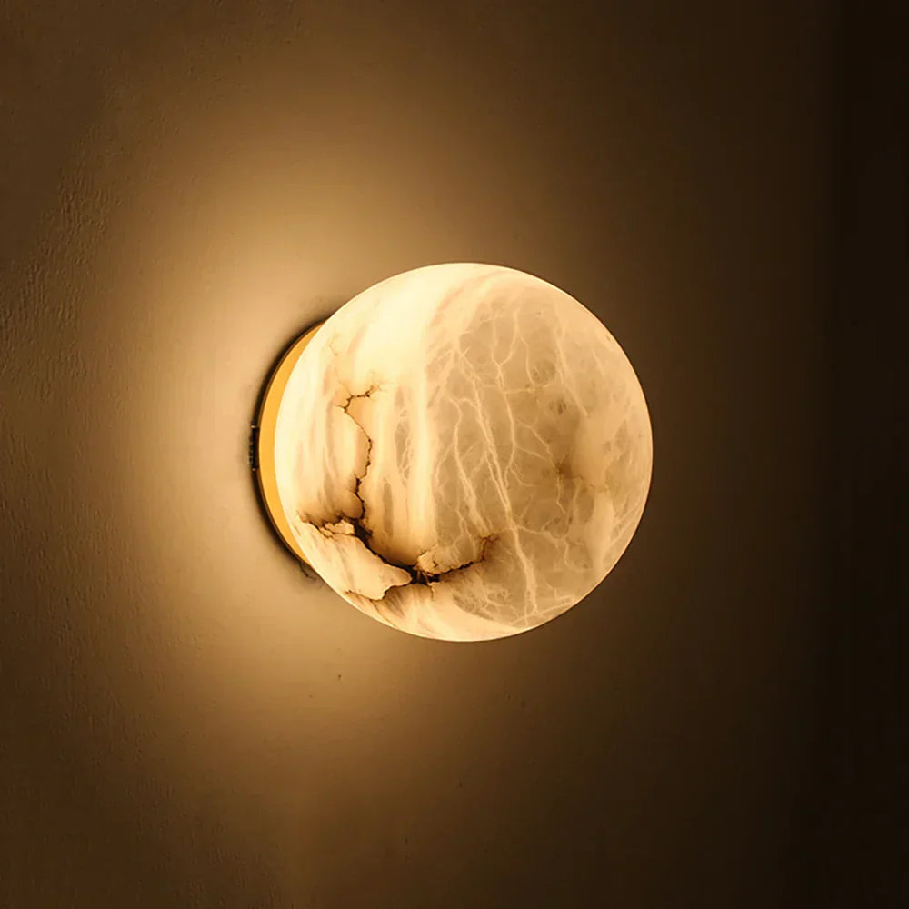 Round Alabaster Wall Sconce