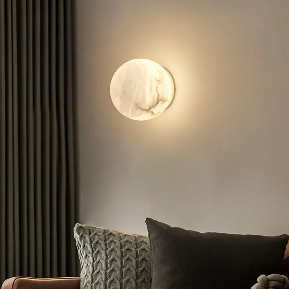 Round Alabaster Wall Sconce