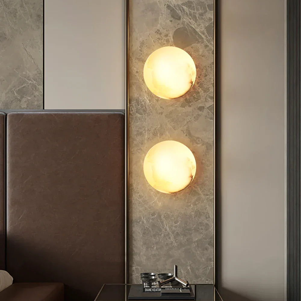 Round Alabaster Wall Sconce