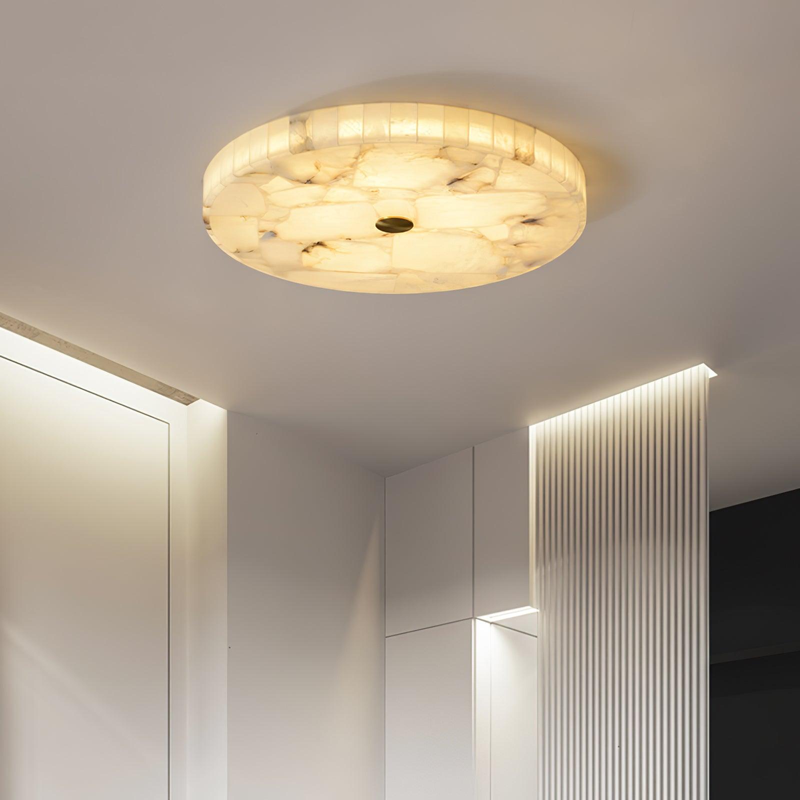 Round Mosaic Alabaster Ceiling Lamp