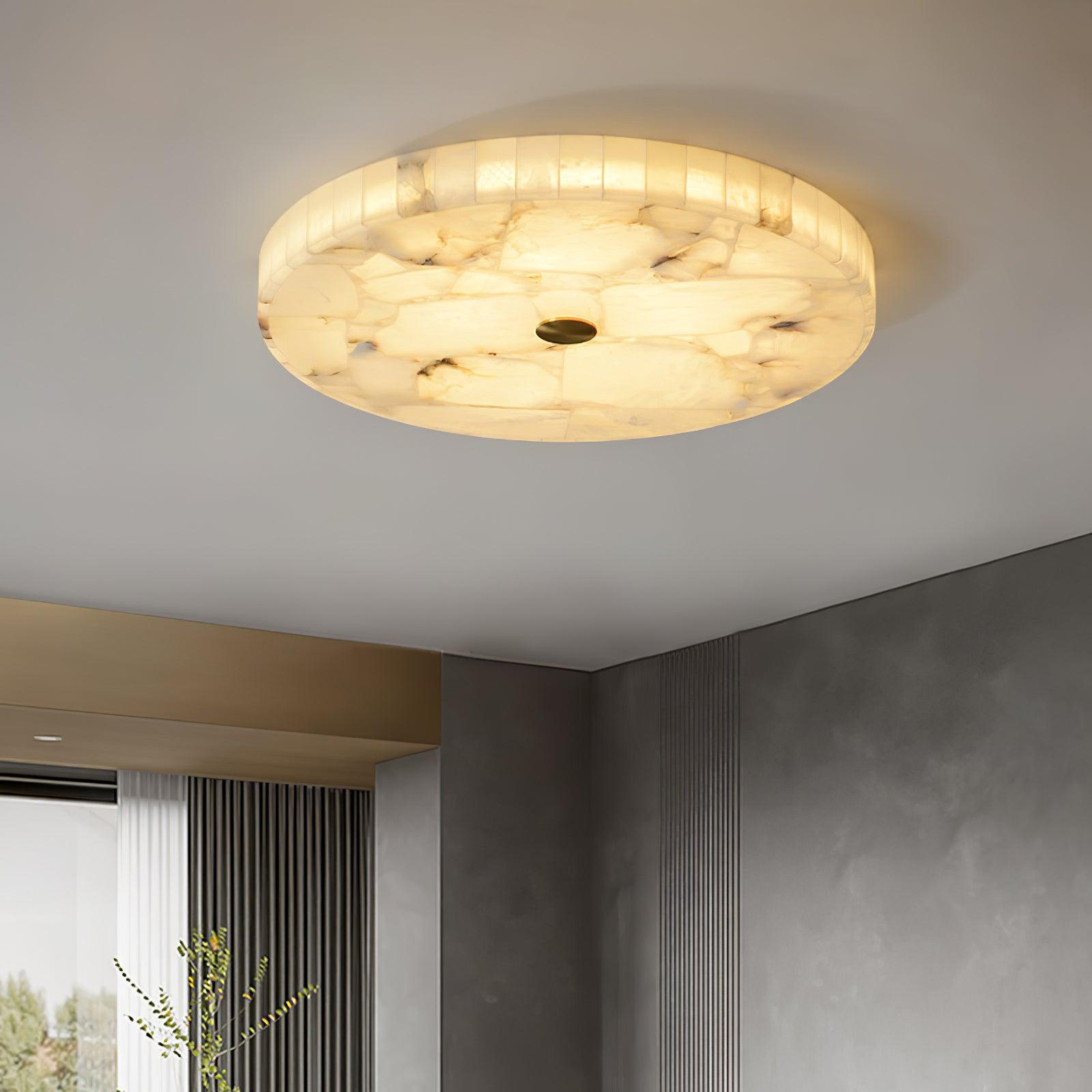 Round Mosaic Alabaster Ceiling Lamp
