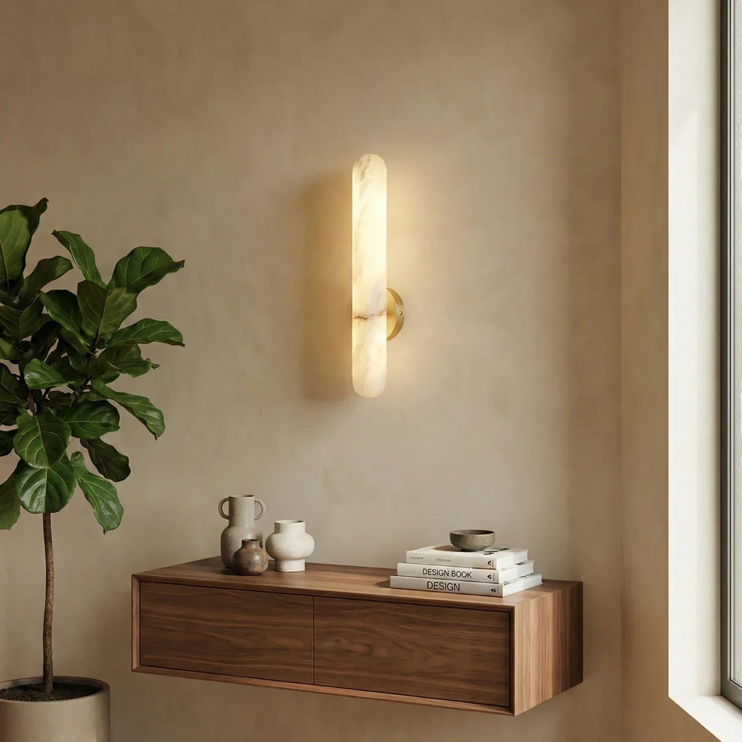 Selune Alabaster Column Wall Light