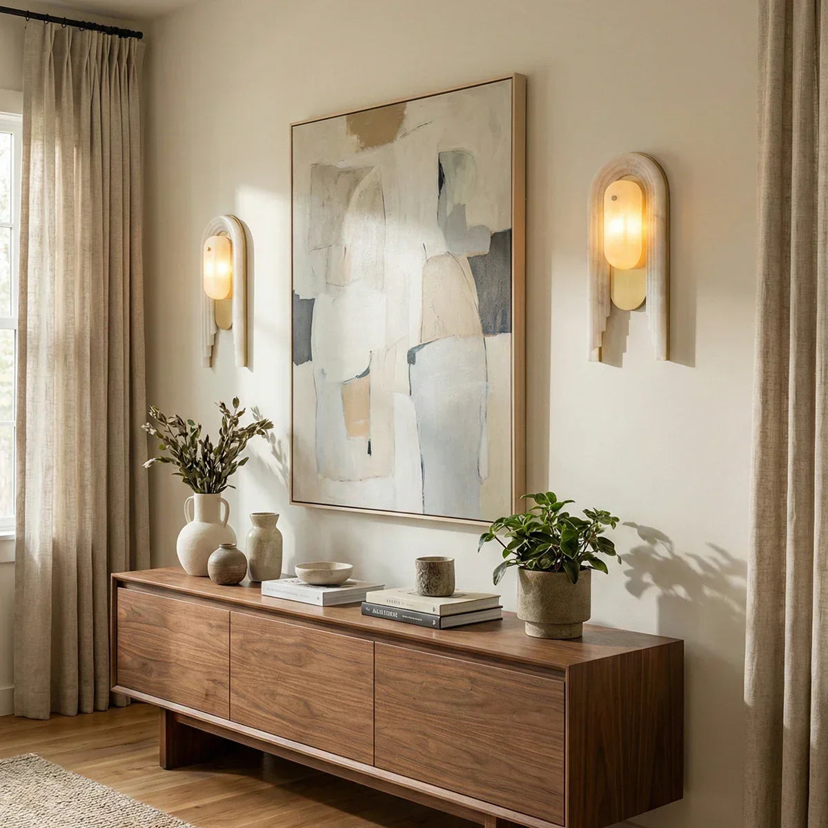 Seraphine Layered Alabaster Arch Sconce