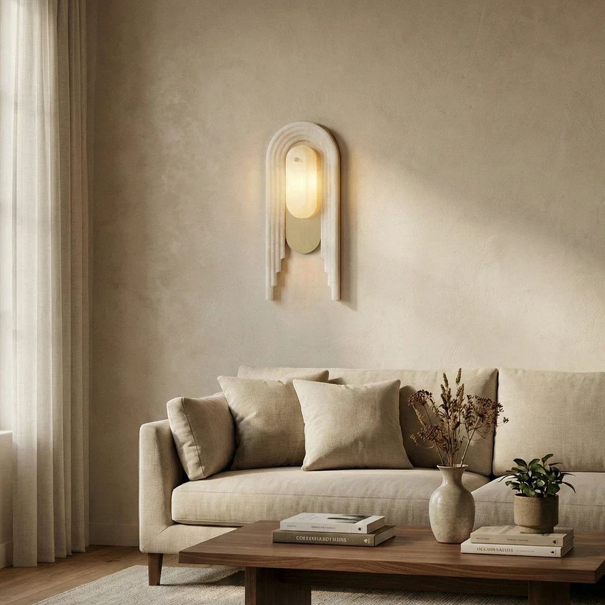 Seraphine Layered Alabaster Arch Sconce