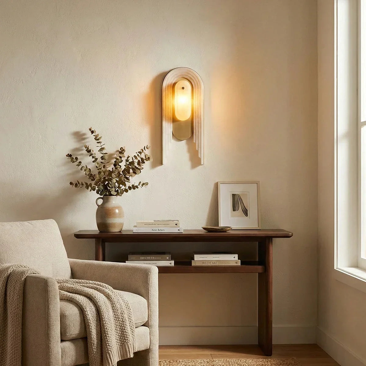 Seraphine Layered Alabaster Arch Sconce