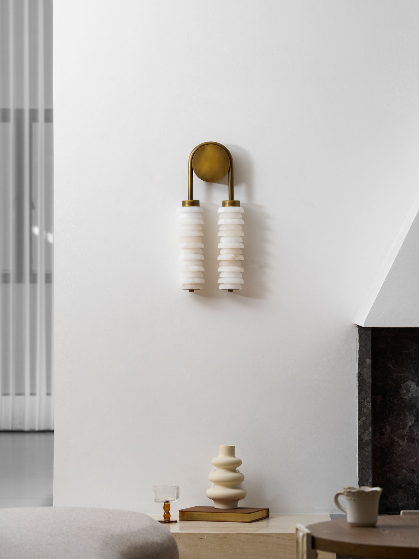 Calla Ribbed Alabaster Wall Sconce