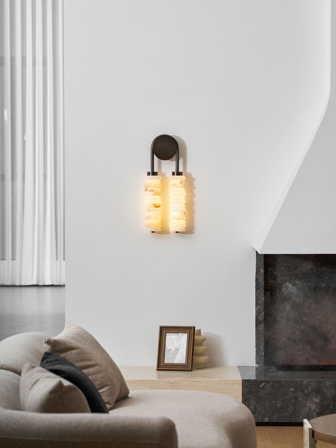 Calla Ribbed Alabaster Wall Sconce