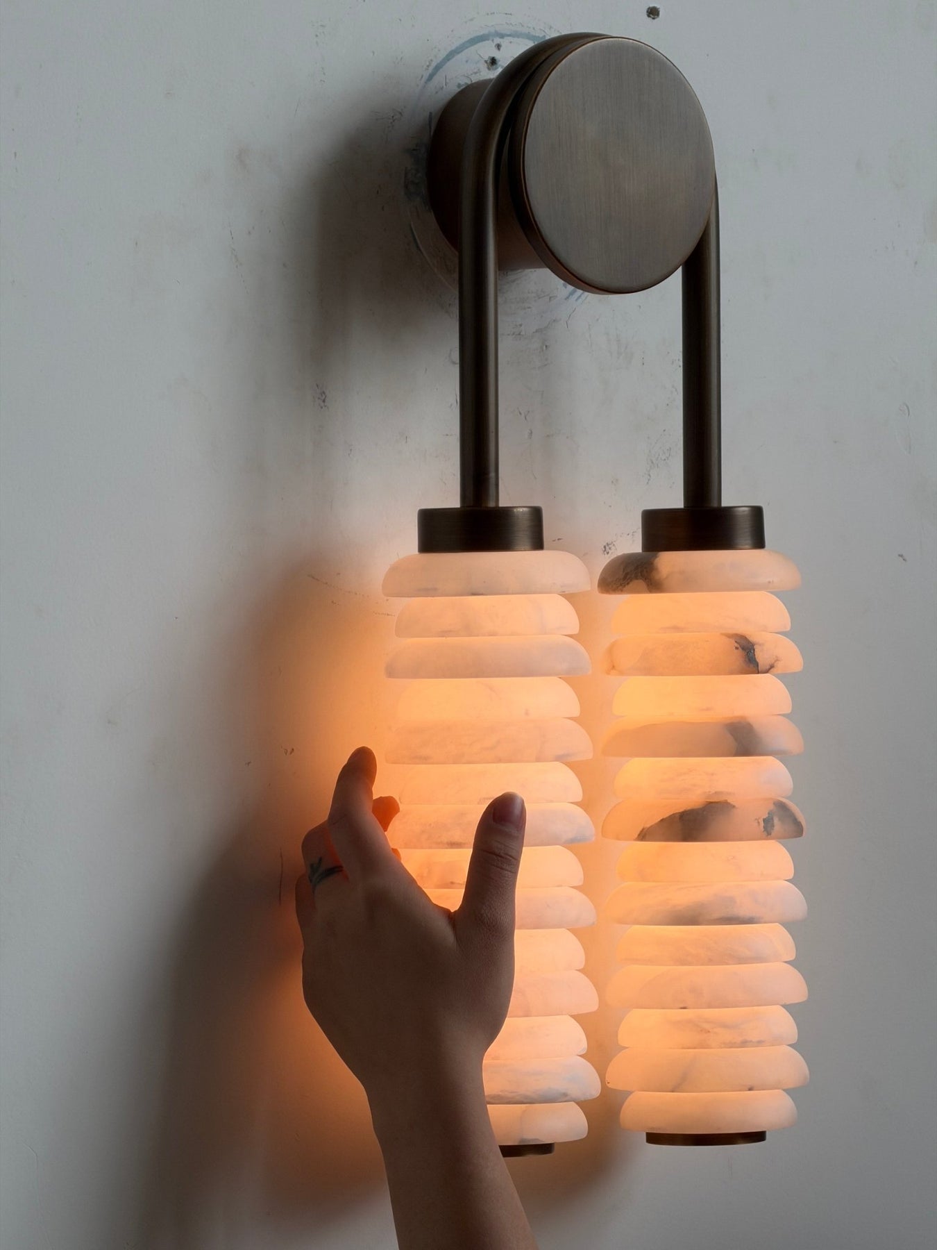 Calla Ribbed Alabaster Wall Sconce