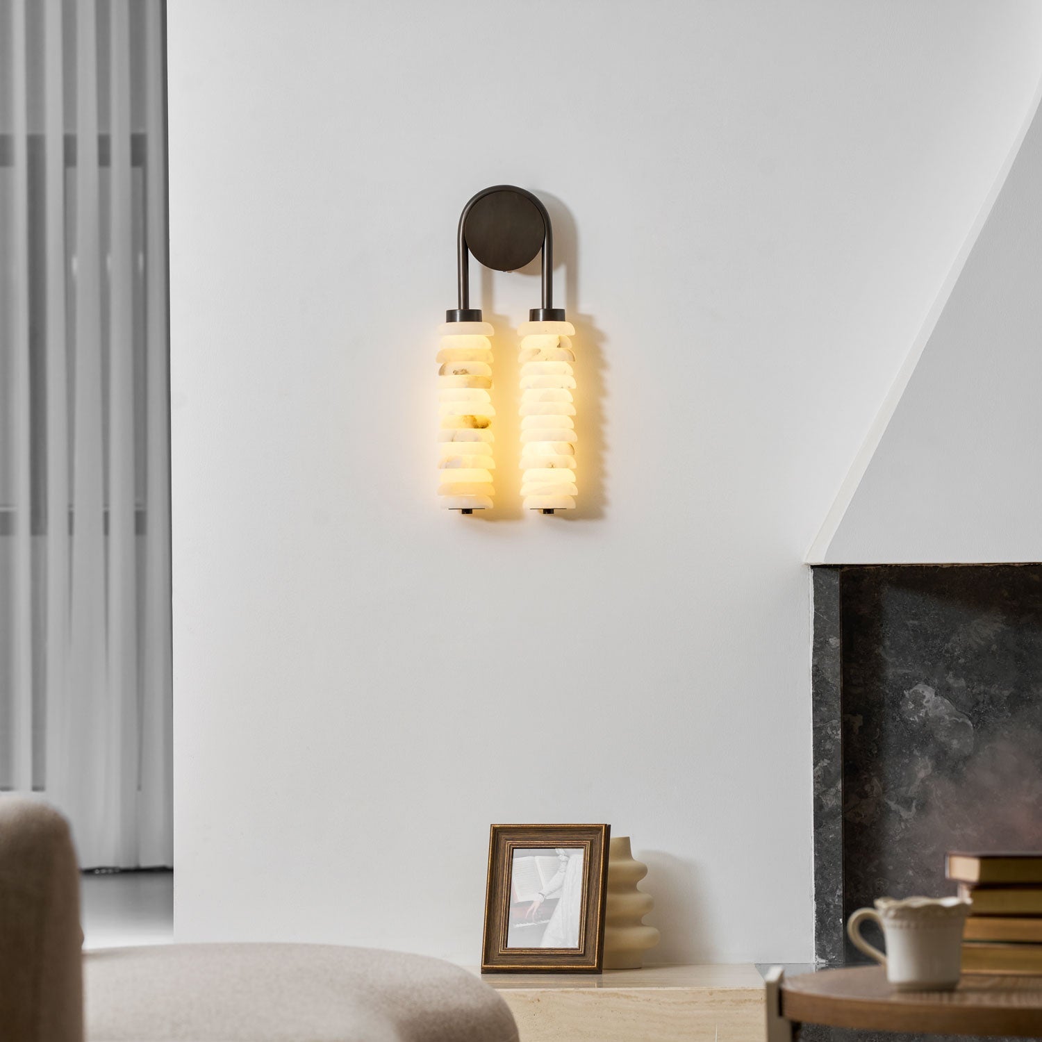 Calla Ribbed Alabaster Wall Sconce