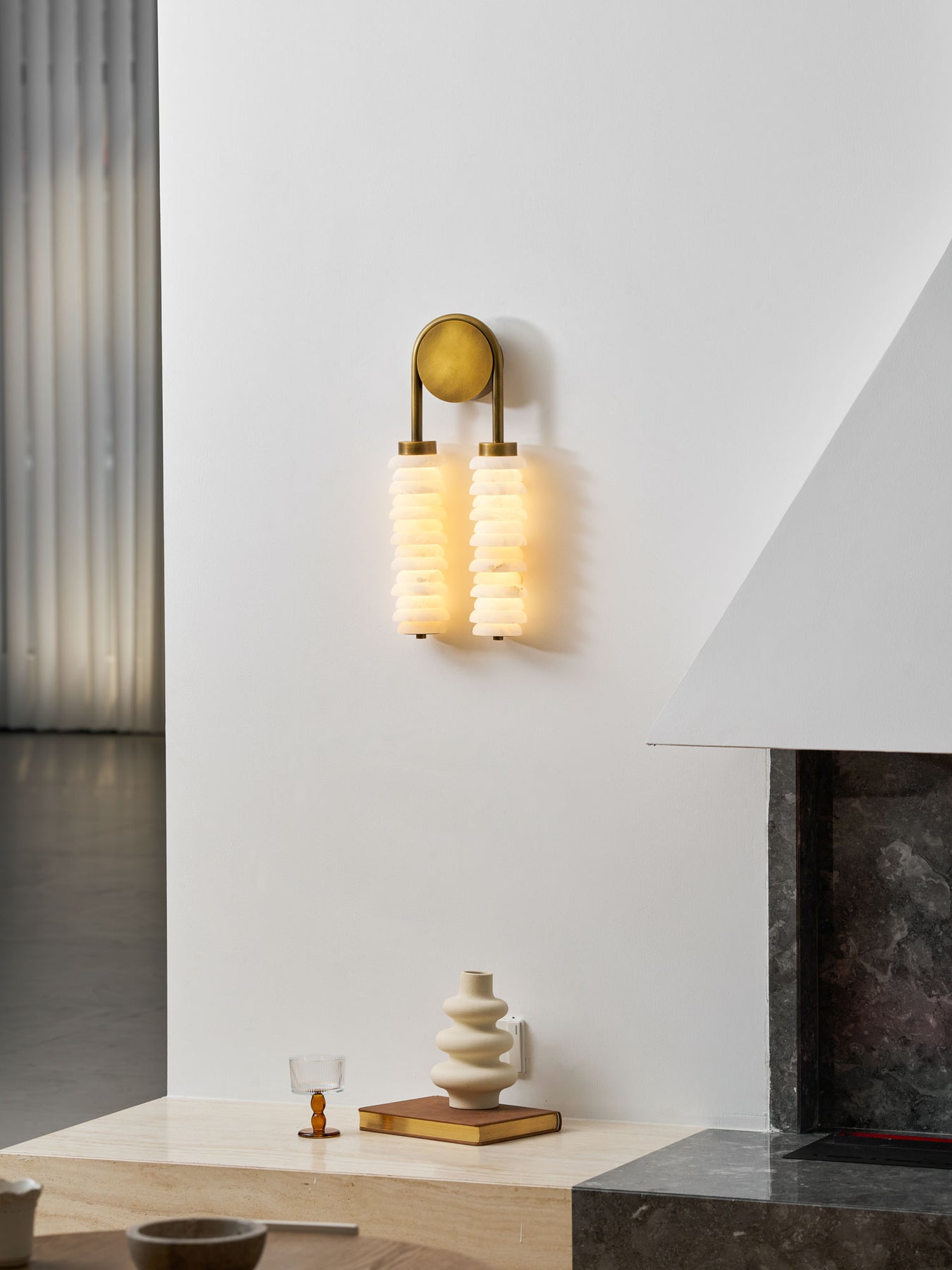 Calla Ribbed Alabaster Wall Sconce