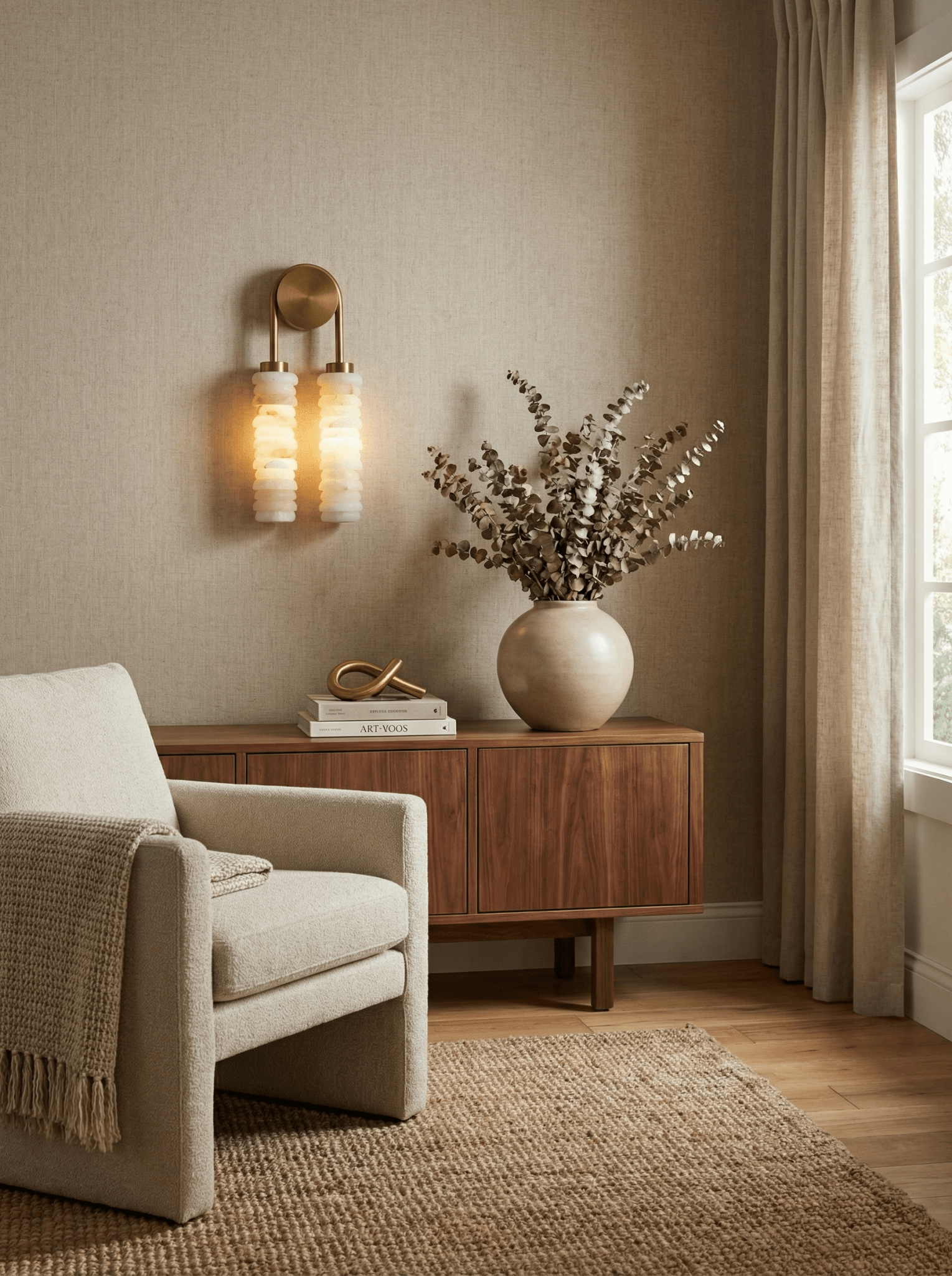 Calla Ribbed Alabaster Wall Sconce