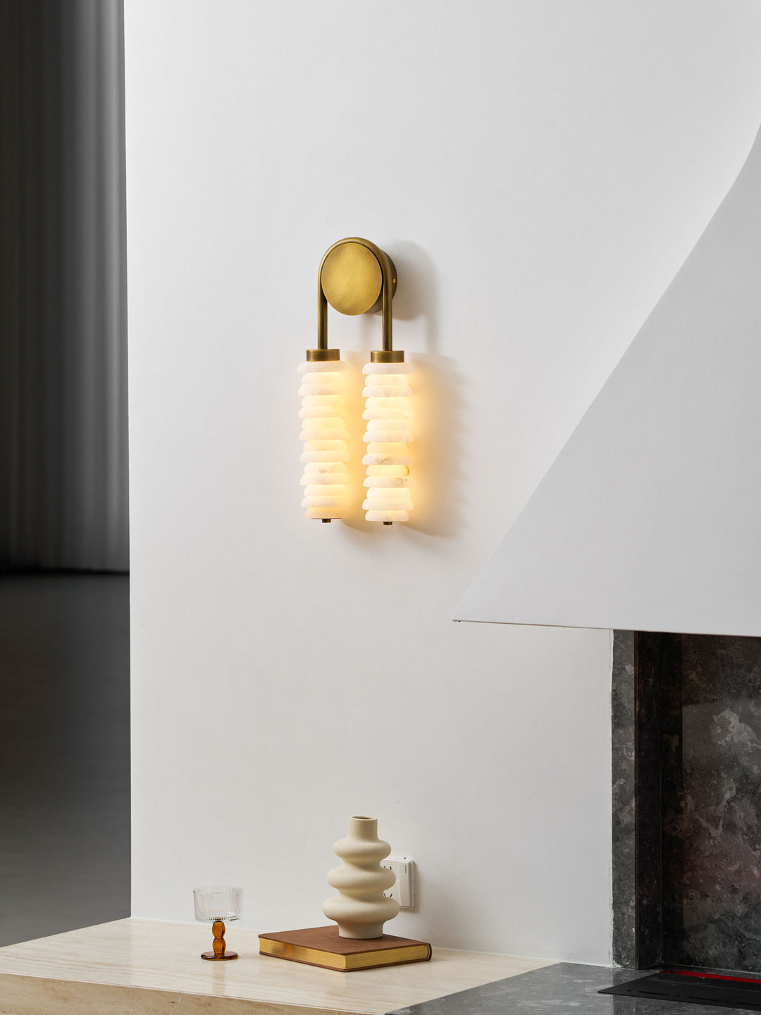Calla Ribbed Alabaster Wall Sconce