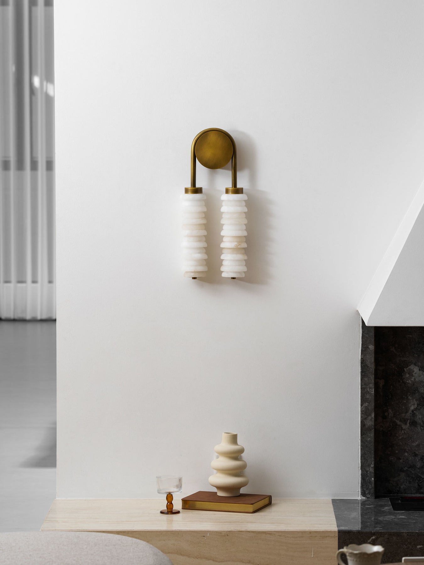 Calla Ribbed Alabaster Wall Sconce