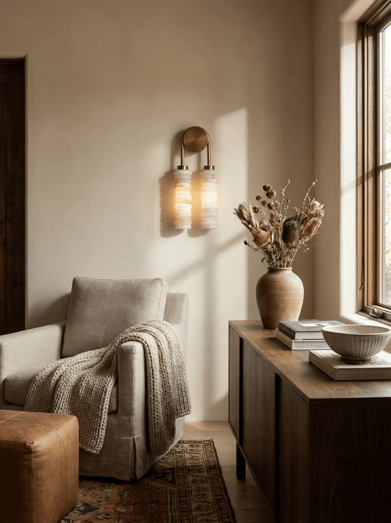 Calla Ribbed Alabaster Wall Sconce