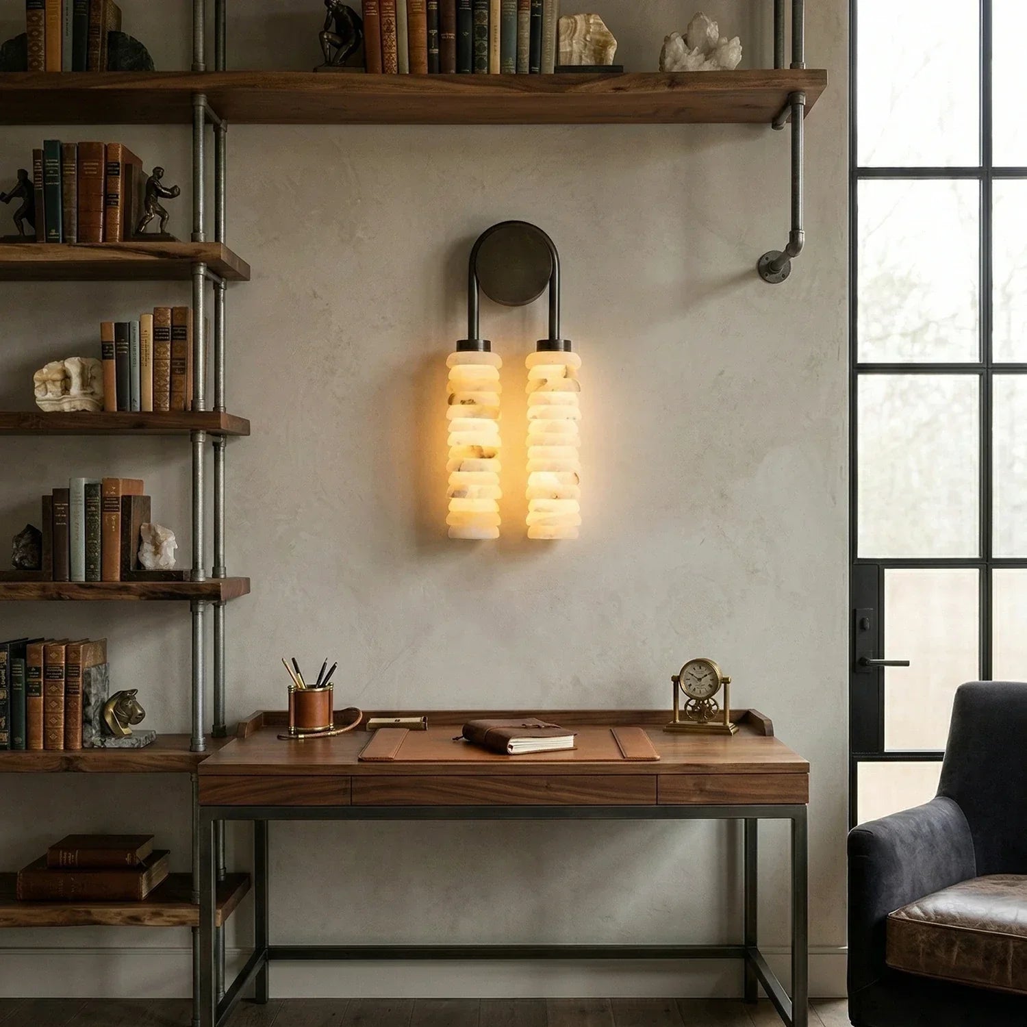 Calla Ribbed Alabaster Wall Sconce
