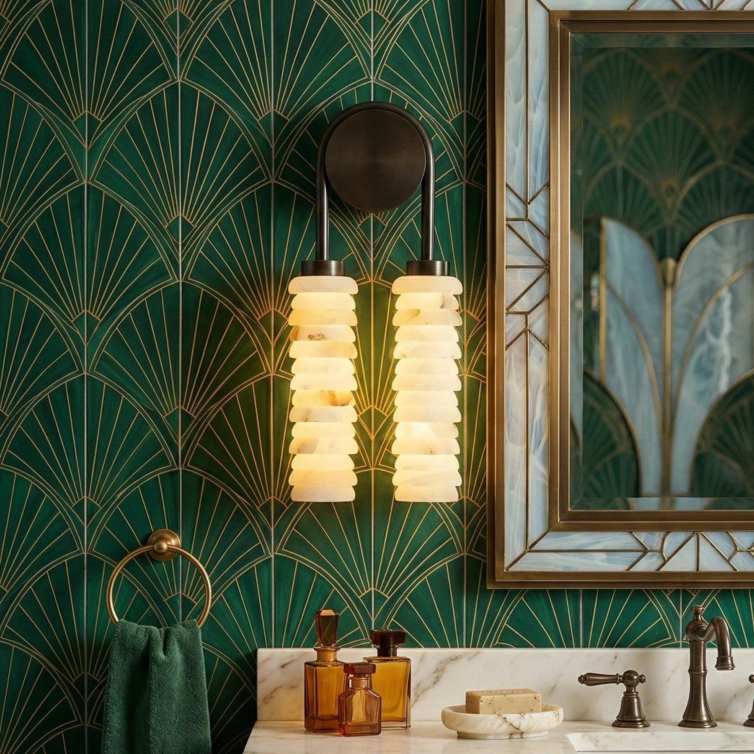 Calla Ribbed Alabaster Wall Sconce