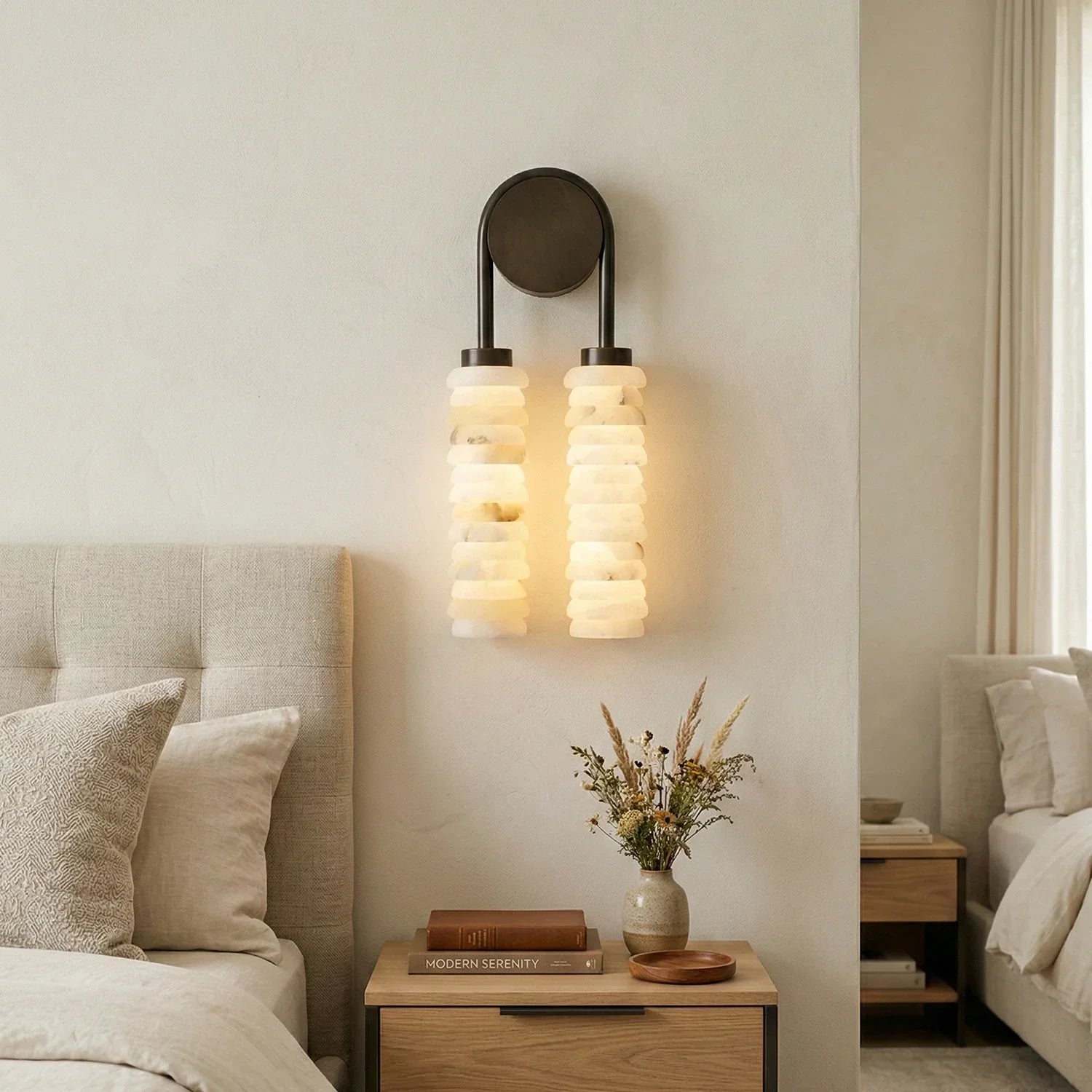 Calla Ribbed Alabaster Wall Sconce