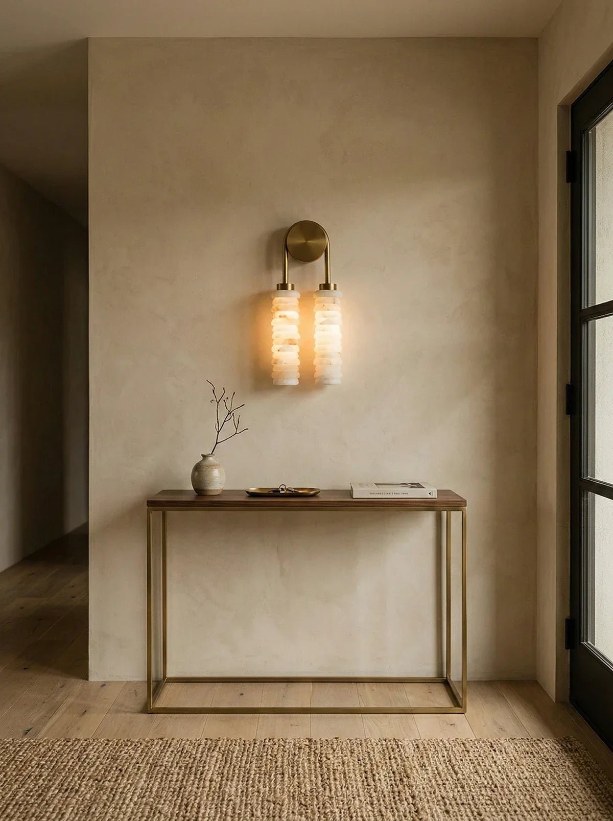 Calla Ribbed Alabaster Wall Sconce