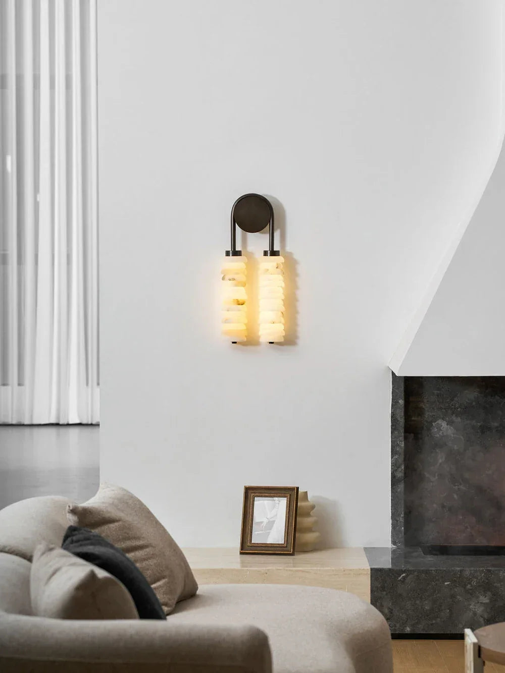 Calla Ribbed Alabaster Wall Sconce
