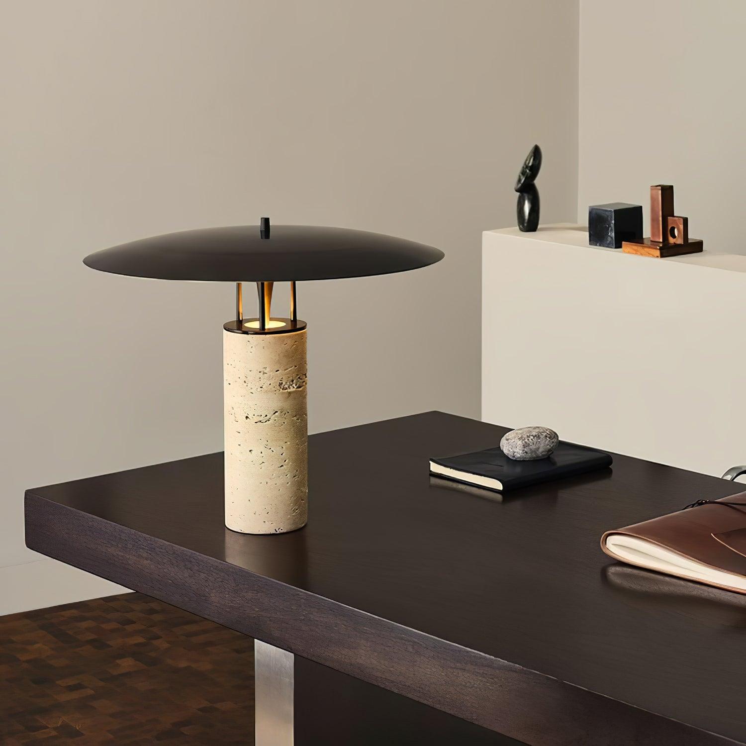 Solara Travertine Halo Table Lamp