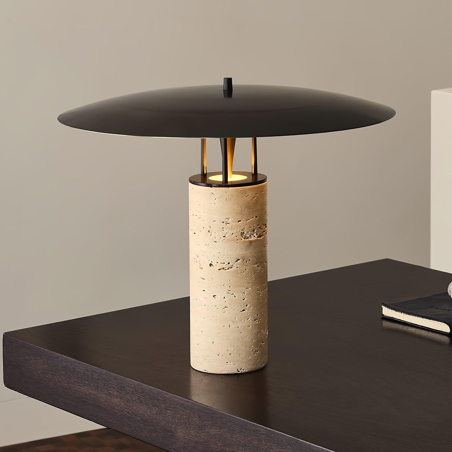 Solara Travertine Halo Table Lamp