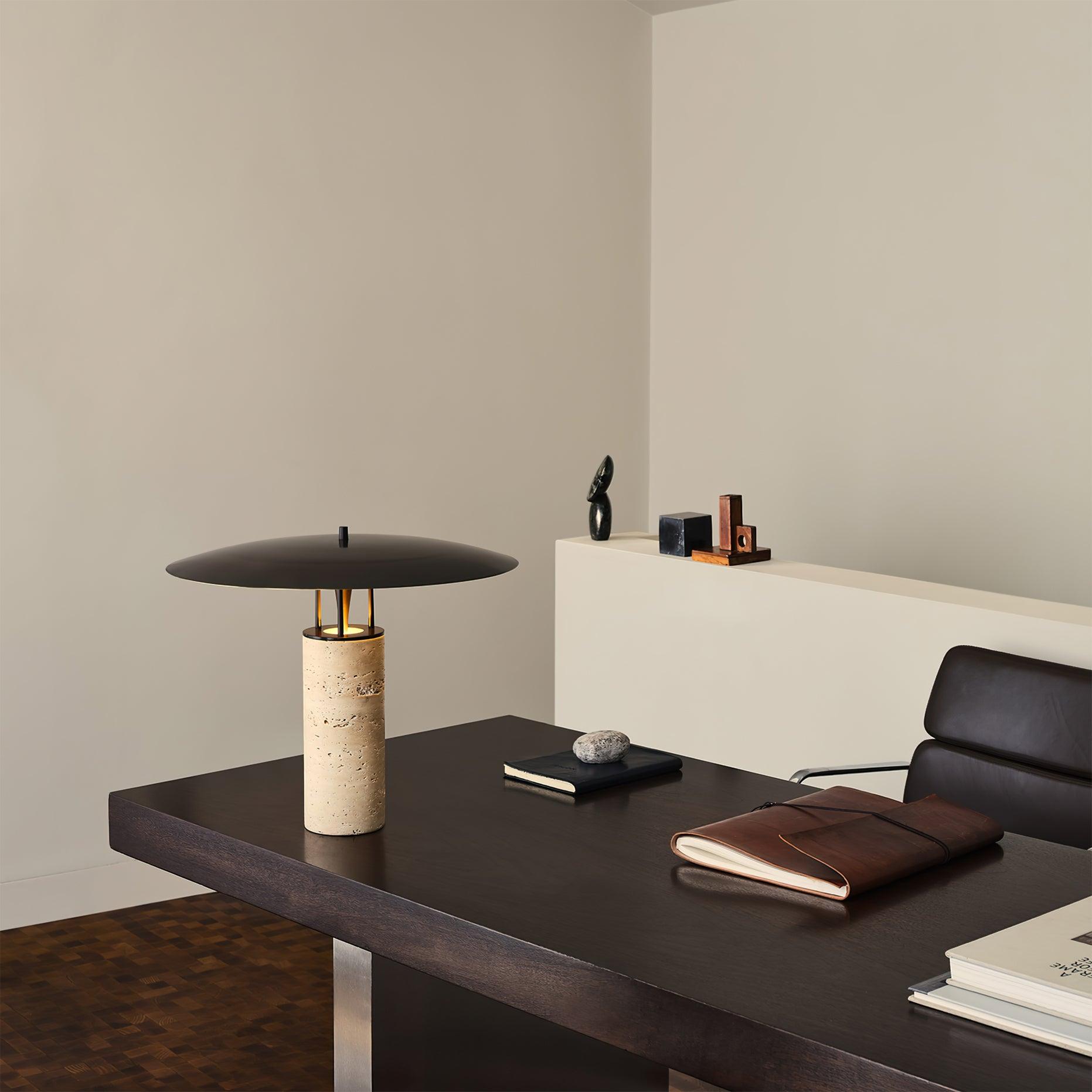 Solara Travertine Halo Table Lamp