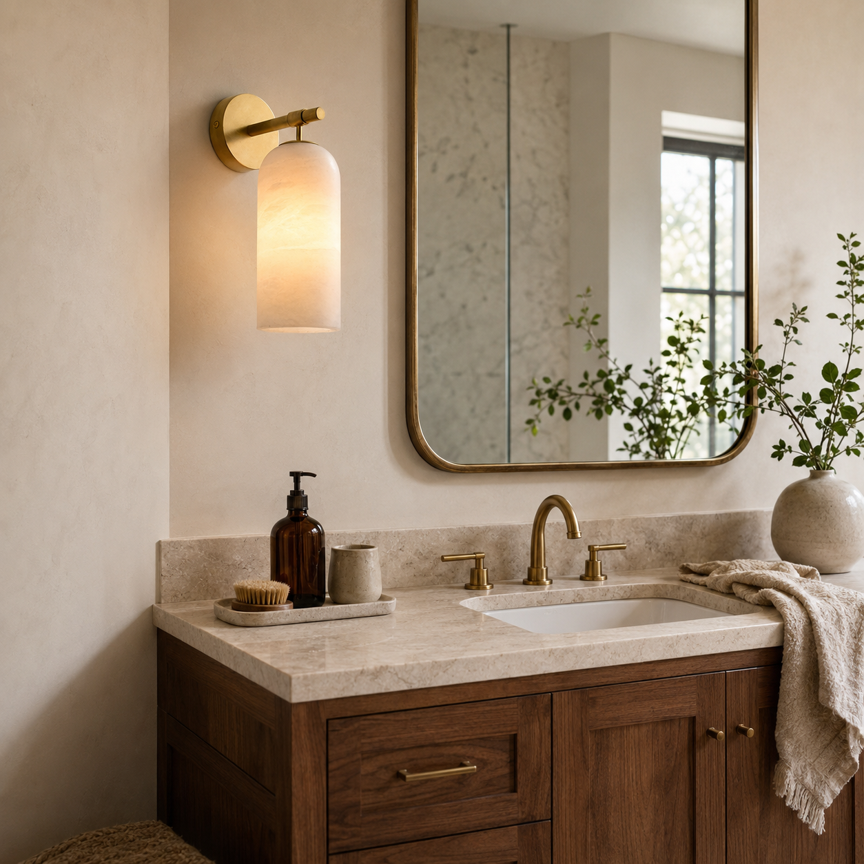 Solenne Alabaster Column Wall Sconce