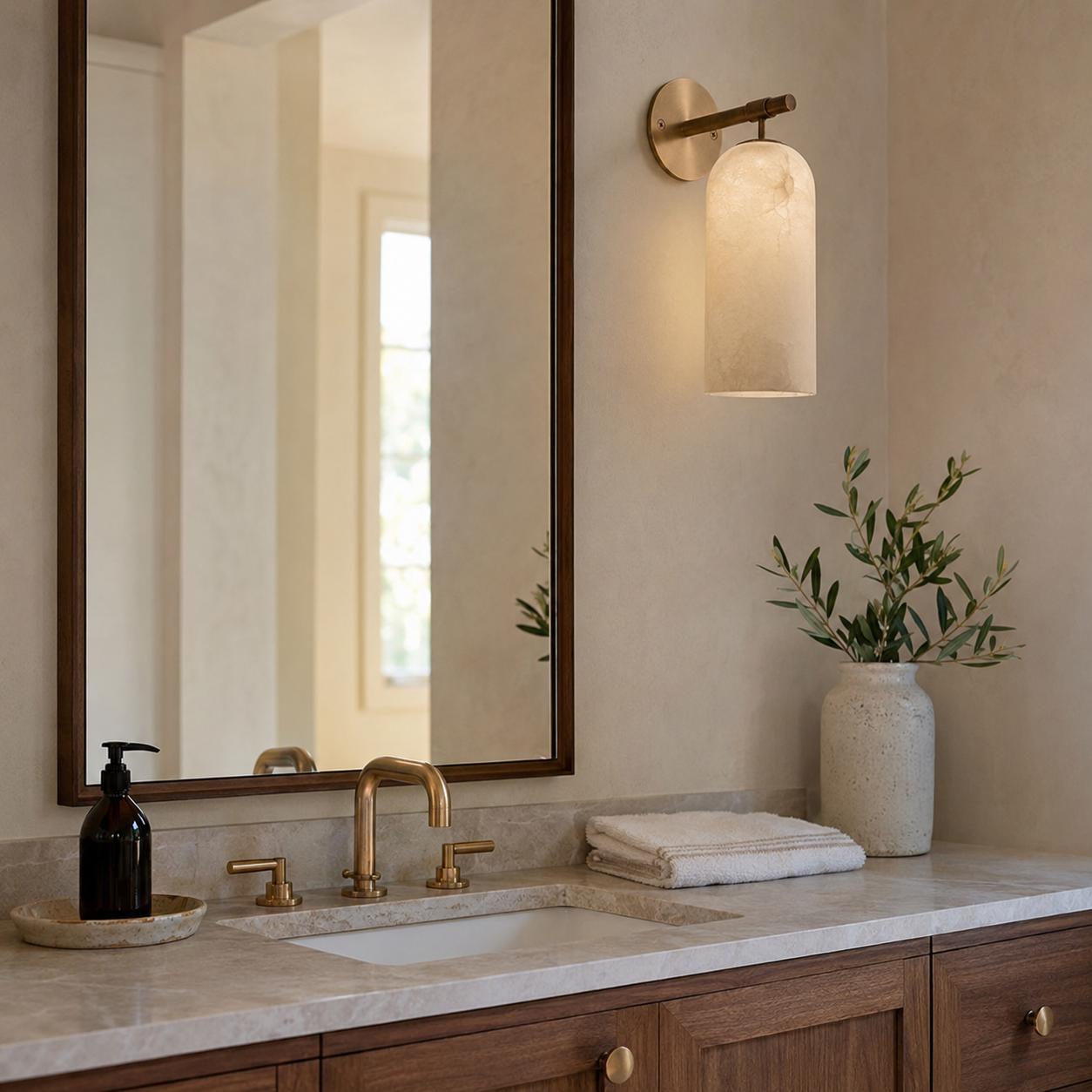 Solenne Alabaster Column Wall Sconce