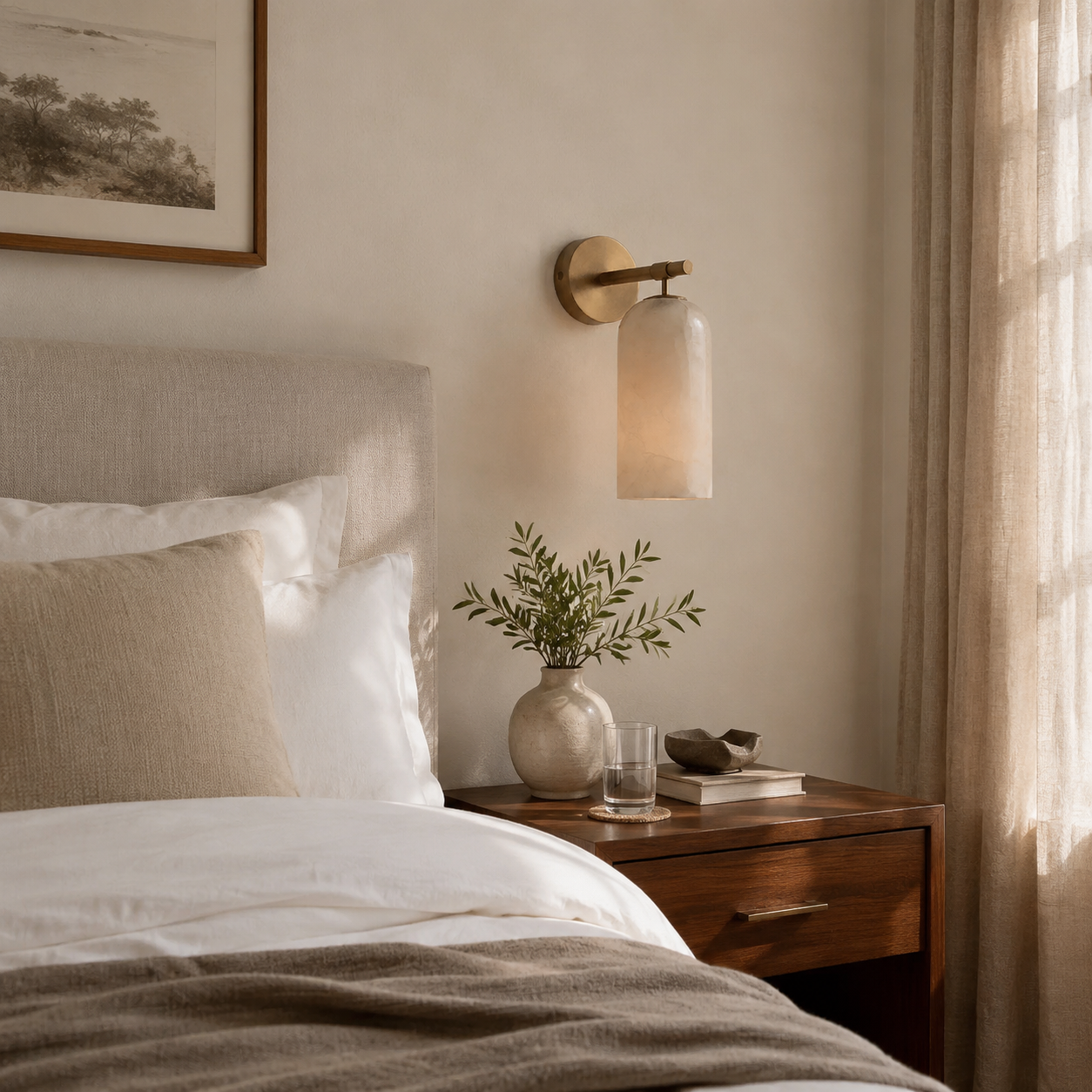 Solenne Alabaster Column Wall Sconce
