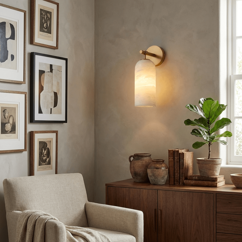 Solenne Alabaster Column Wall Sconce