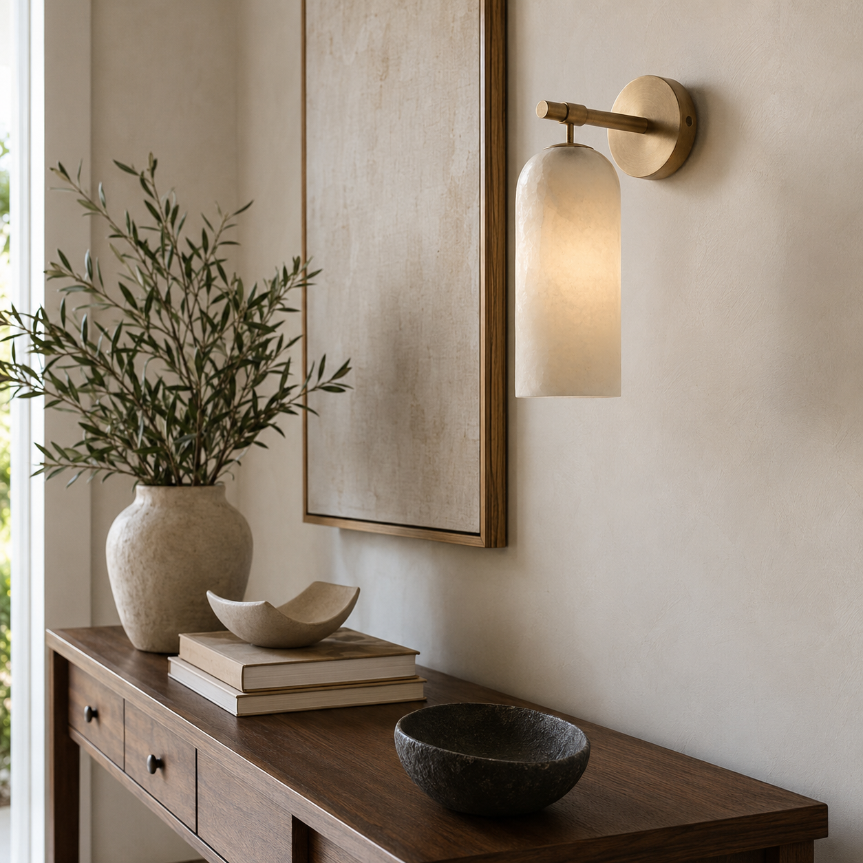 Solenne Alabaster Column Wall Sconce