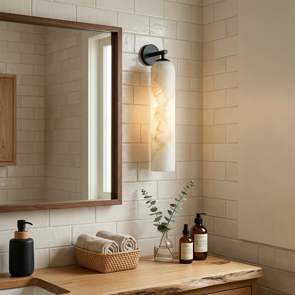 Solenne Alabaster Tube Wall Sconce