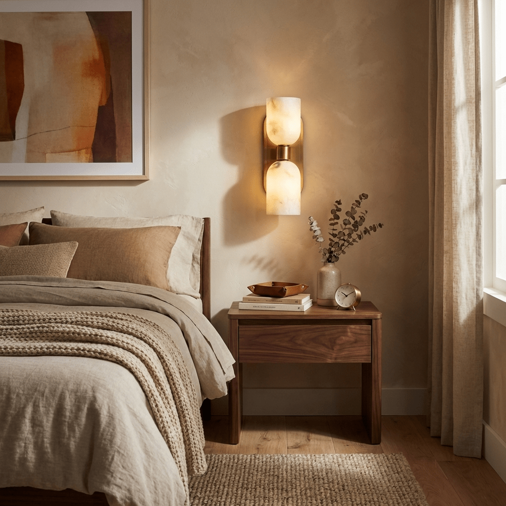 Solenne Alabaster Twin Beam Wall Sconce