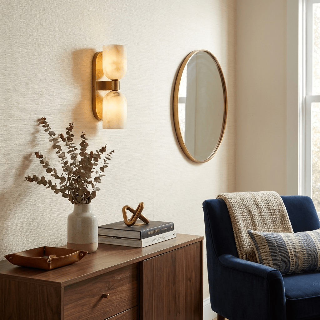 Solenne Alabaster Twin Beam Wall Sconce