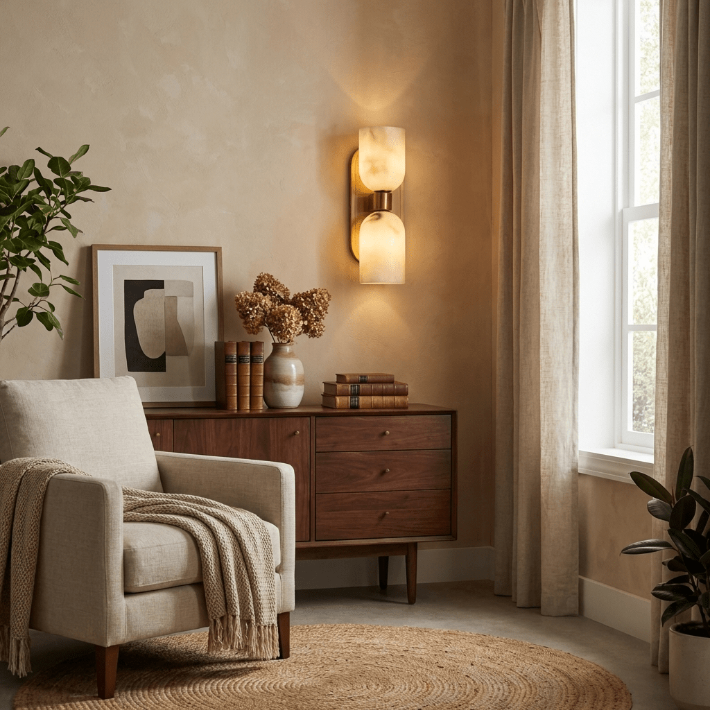 Solenne Alabaster Twin Beam Wall Sconce