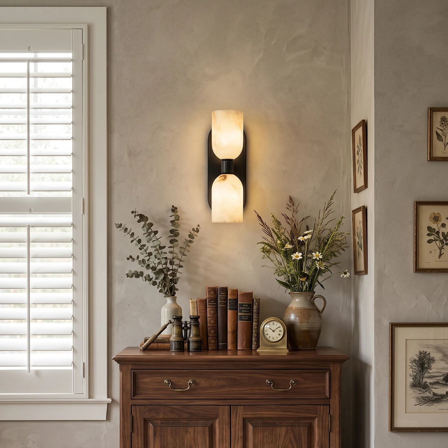 Solenne Alabaster Twin Beam Wall Sconce