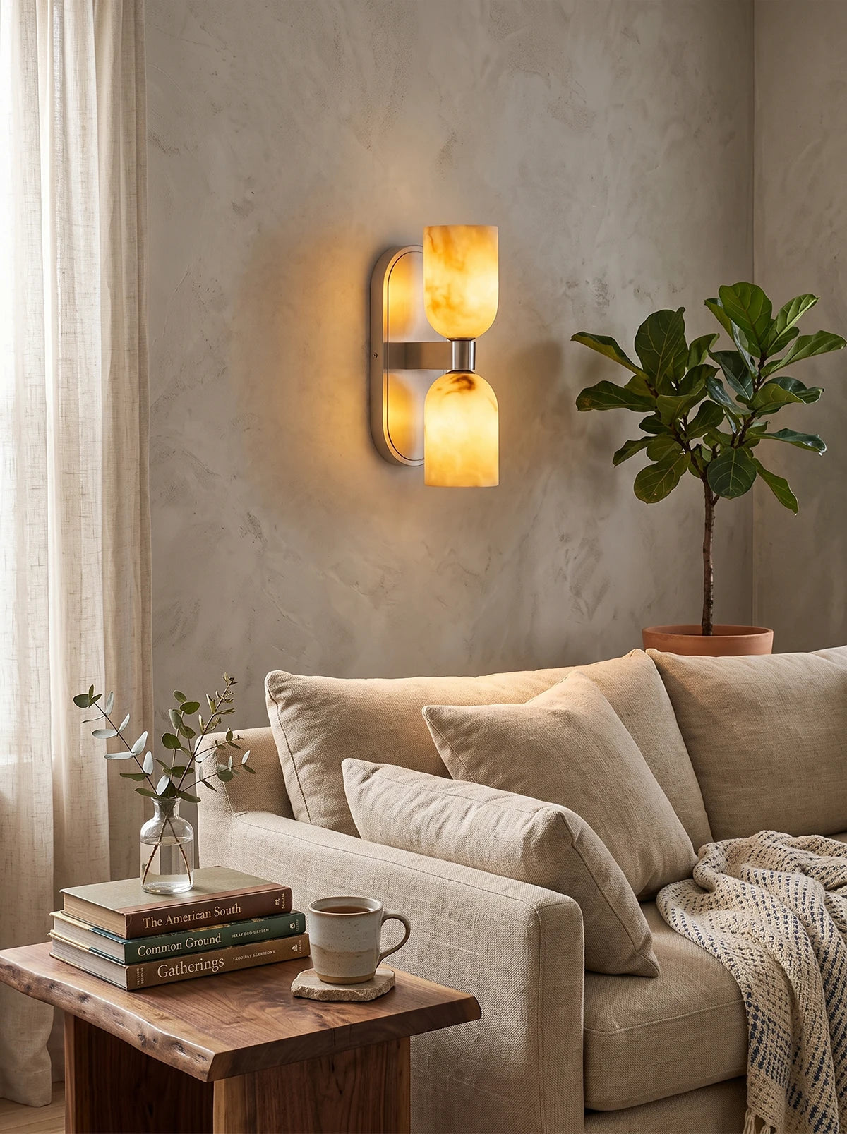 Solenne Alabaster Twin Beam Wall Sconce